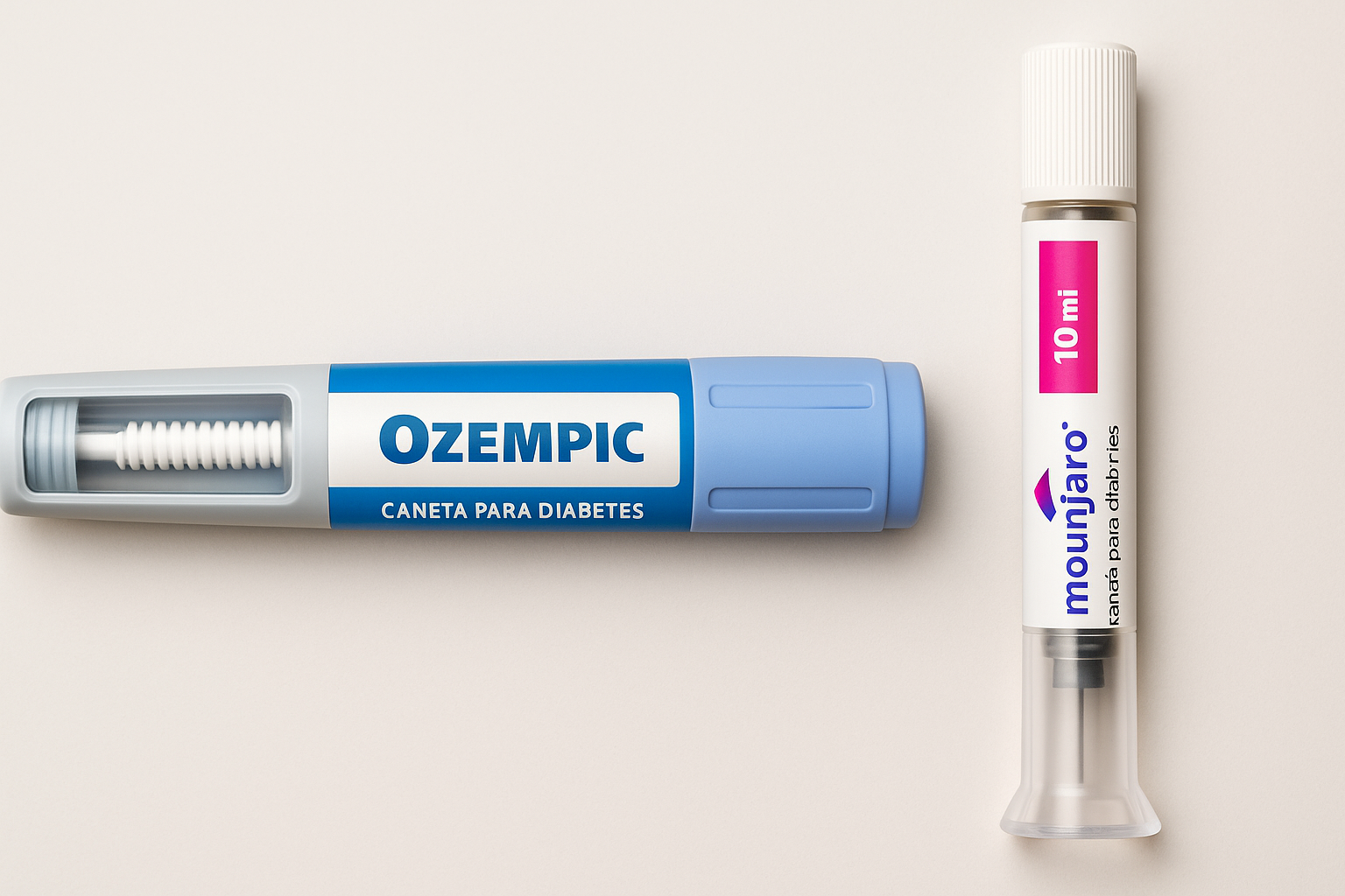 Imagem ilustrativa de canetas injetáveis usadas no tratamento de diabetes